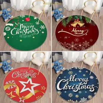 Круглые рождественские коврики 60 см, бархатный коврик для гостиной, спальни, современный домашний декоративный впитывающий ковер