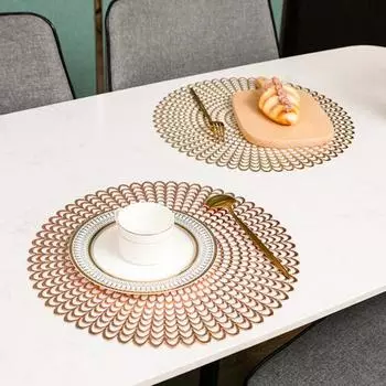 Круглые салфетки из ПВХ, коврики для столовых приборов, подставки, термостойкие салфетки для свадебного ужина, вечерние столовые принадлежности серебряный