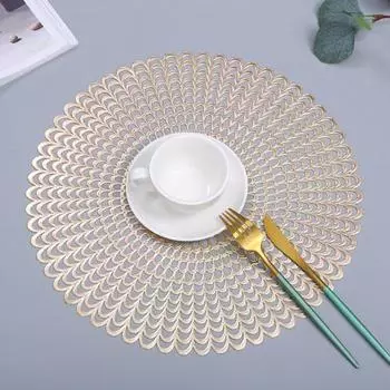 Круглые салфетки из ПВХ, коврики для столовых приборов, подставки, термостойкие салфетки для свадебного ужина, вечерние столовые принадлежности серебряный