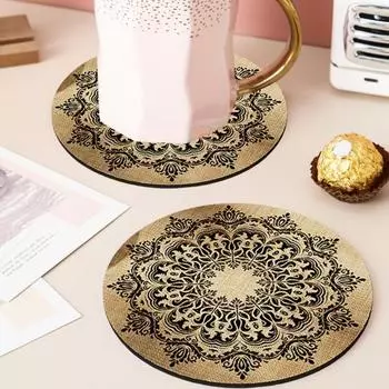 Круглые салфетки Жаростойкие подставки Моющиеся кухонные столы Коврики для обеденного стола Бохо Настольные украшения для сервировки стола Столешница 10cm A