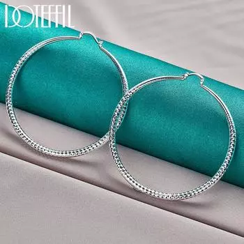 Круглые серьги 70 мм, серебряные ювелирные украшения