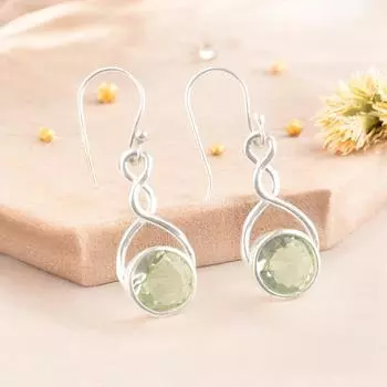 Круглые серьги-дизайнерские из стерлингового серебра 925 пробы с зеленым аметистом, 1,68 CE-15-17