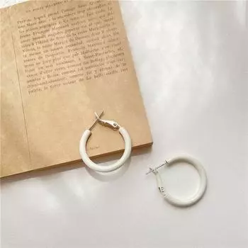 Круглые серьги для девочек в форме сердца ярких цветов, простые серьги Ins, холодный стиль, серебряные иглы для ушей 2.5cm