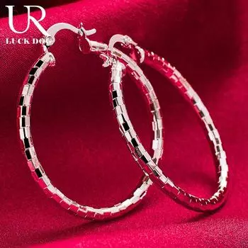 Круглые серьги для пирсинга из стерлингового серебра 925 пробы. Модные свадебные украшения. 40mm