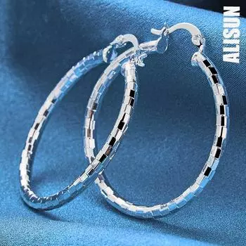 Круглые серьги для пирсинга из стерлингового серебра 925 пробы. Модные свадебные украшения. 40mm