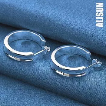 Круглые серьги для пирсинга из стерлингового серебра 925 пробы. Модные свадебные украшения. 2.30*2.30cm