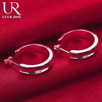 Круглые серьги для пирсинга из стерлингового серебра 925 пробы. Модные свадебные украшения. 2.30*2.30cm