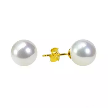 Круглые серьги-гвоздики из стерлингового серебра 18 карат с имитацией белого жемчуга диаметром 10 мм белый