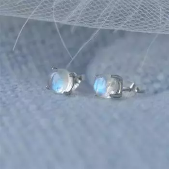 Круглые серьги-гвоздики из стерлингового серебра 925 пробы с натуральным лунным камнем для женщин, вечерние украшения, аксессуары Pendientes Eh1110