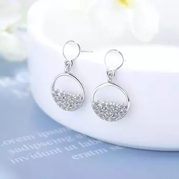 Круглые серьги-гвоздики из стерлингового серебра 925 пробы с цирконием для женщин, букле D Oreilles, свадебные украшения для девочек Eh209