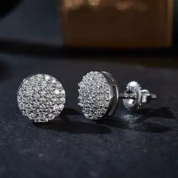 Круглые серьги-гвоздики из стерлингового серебра 925 пробы с муассанитом, женские свадебные серьги из серебра 925 пробы с муассанитом для невест серебряный