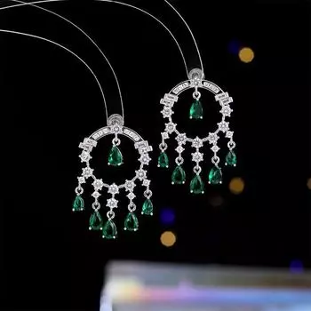 Круглые серьги-гвоздики с кисточками в форме капли воды, персонализированные геометрические серьги из циркона, серебряные иглы 925 пробы, полые круглые, легкие, роскошные, темпераментные серьги-гвоздики серебряный