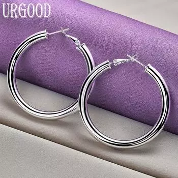 Круглые серьги из стерлингового серебра 925 пробы диаметром 50 мм Романтические украшения