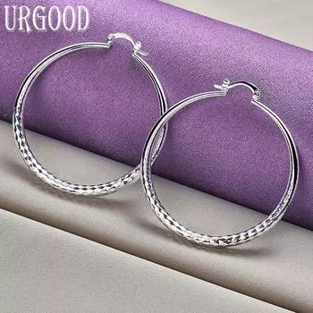 Круглые серьги из стерлингового серебра 925 пробы, свадебные украшения с подвесками 50mm