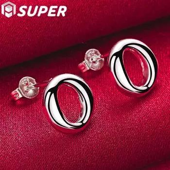 Круглые серьги из стерлингового серебра 925 пробы в подарок, романтичные и модные украшения 1.00*1.20cm