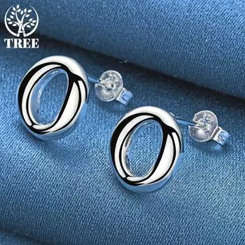 Круглые серьги из стерлингового серебра 925 пробы, модные свадебные украшения в подарок 1.00*1.20cm