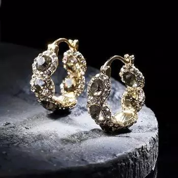 Круглые серьги из высококачественного циркония для женщин золотой