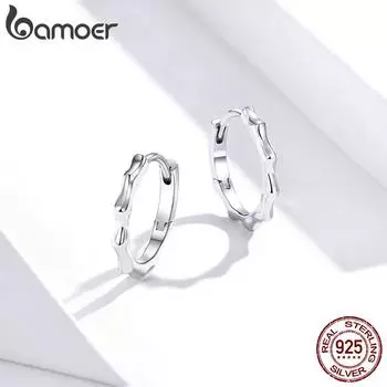 Круглые серьги-кольца Bamoer из натурального стерлингового серебра 925 пробы, женские минималистичные кружевные серьги с узором макраме Brincos Earring