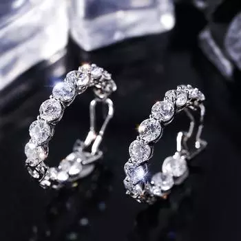 Круглые серьги-кольца из стерлингового серебра 925 пробы с муассанитом, свадебные коктейльные серьги-кольца для женщин, ювелирные украшения 30MM