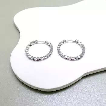 Круглые серьги-кольца Niche Design, полностью инкрустированные бриллиантами, со стильными застежками-пряжками 14k