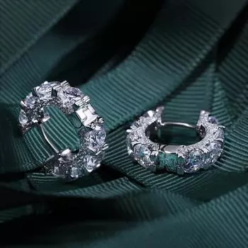 Круглые серьги-кольца с белым сапфиром Vvs1 из 18-каратного золота для женщин, ювелирные украшения из стерлингового серебра 925 пробы