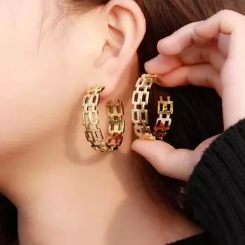 Круглые серьги-кольца с геометрическим полым кругом CMM, ювелирные изделия в стиле хип-хоп, панк золотой