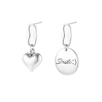 Круглые серьги Love Letter Brand, длинные асимметричные, женские, с индивидуальным темпераментом, в форме сердца, в стиле ретро, тайские серебряные серьги Copper (retro color with ear plugs)