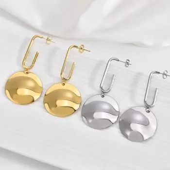 Круглые серьги-подвески в виде соломенной шляпы серебряный