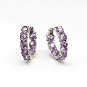 Круглые серьги с аметистом натурального светлого цвета диаметром 4,0 мм, настоящие драгоценные камни, серебро 925 пробы, модный дизайн, женские изысканные ювелирные изделия фиолетовый