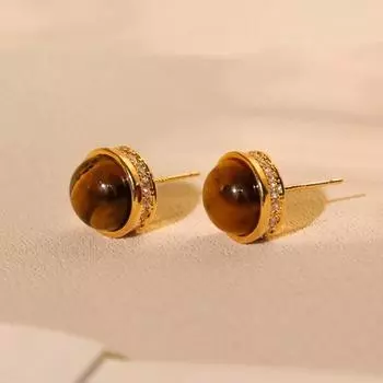 Круглые серьги с малахитом бренда Mihmily, элитная ниша