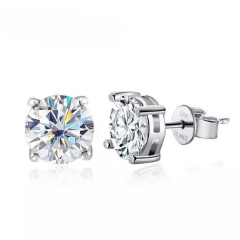 Круглые серьги с муассанитом D цвета VVS1, стерлингового серебра 925 пробы, с покрытием из 18-каратного золота, серьги для женщин, свадебные ювелирные украшения, подарок 8mm (2ct each)