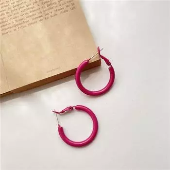 Круглые серьги Серьги-капли в холодном стиле Серебряные иглы ярких цветов Простые Ins Girl Heart 2.5cm