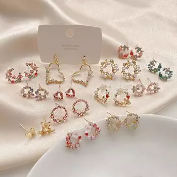 Круглые серьги Свежие серьги Простые универсальные серьги с лепестками и цветами для женщин 1.6cm золотой