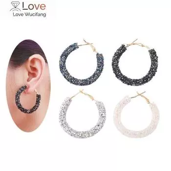 Круглые серьги-трубки Креативный стиль OL Кристалл от Австрии 4 цвета подходят для женщин вечеринка