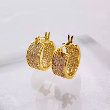 Круглые серьги женские в стиле холодного ветра французские широкие серьги из 18-каратного золота с бриллиантовым покрытием серьги Dongmen золотой