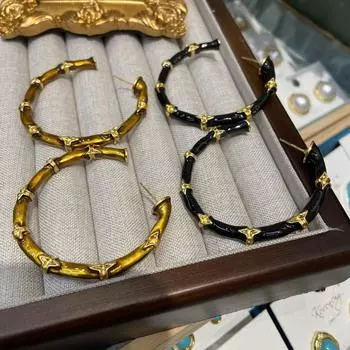 Круглые серебряные серьги-иглы, металлические серьги с каплями масла, бамбуковые серьги, персонализированные модные ретро-серьги для женщин, прямая партия