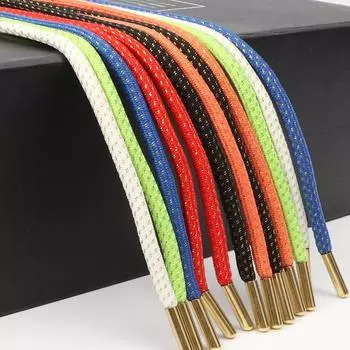 Круглые шнурки с металлической головкой, золотые шнурки для кроссовок, шнурки для отдыха на открытом воздухе, женские, мужские, шнурки для толстовок, шнурки 2 шт. 100cm чёрный