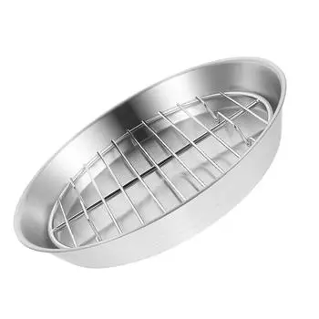 Круглые сковороды для гриля на открытом воздухе для кемпинга, противни для выпечки из нержавеющей стали 304 для жарки индейки, стойка для демонстрации еды