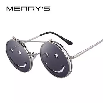 Круглые солнцезащитные очки MERRY S DESIGN с откидной крышкой, винтажные двухслойные солнцезащитные очки унисекс в стиле стимпанк S 6172 красный