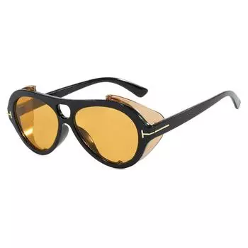 Круглые солнцезащитные очки с двойным лучом для женщин и мужчин 2024 года, новые большие солнцезащитные очки в стиле панк, модные солнцезащитные очки-маски as shown