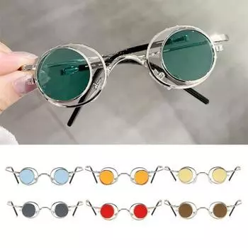 Круглые солнцезащитные очки с откидной оправой, маленькие круглые поляризованные очки для мужчин и женщин, ретро-панк, солнцезащитные очки UV400 для вечеринки в стиле рейв зелёный