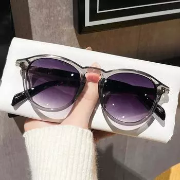 Круглые солнцезащитные очки в стиле ретро для женщин и мужчин, брендовый дизайн, солнцезащитные очки с градиентными линзами UV400 чёрный