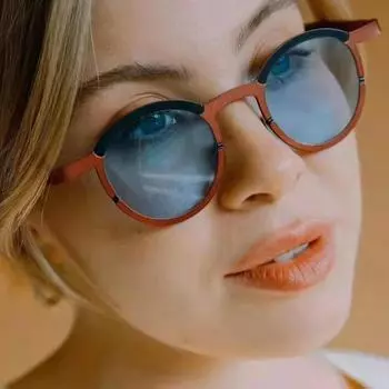 Круглые солнцезащитные очки в стиле ретро, женские контрастные цветовые оттенки, UV4, модные прозрачные линзы с градиентом океана, трендовые солнцезащитные очки As the picture