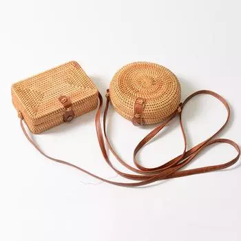Круглые соломенные сумки Yogodlns для женщин, летняя плетеная пляжная сумка через плечо ручной работы в богемном стиле
