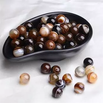 Круглые свободные агатовые бусины в полоску с кофе, размер 4, 6, 8, 10 мм, бусины-разделители для изготовления ювелирных изделий 4