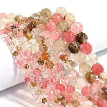 Круглые свободные бусины из кварцевого камня с арбузом для изготовления ювелирных изделий, браслет-подвеска «сделай сам», 15 дюймов, нить 4/6/8/10/12 мм, модные аксессуары Dia 4mm