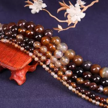 Круглые свободные бусины из натурального камня, кофейного агата для изготовления ювелирных изделий, браслетов «сделай сам», ожерелья 15 дюймов 4mm 89pcs