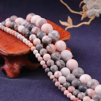 Круглые свободные бусины из натурального камня Розовая зебра 15 дюймов, прядь 4, 6, 8, 10, 12 мм, размер на выбор для изготовления ювелирных изделий 4mm 89pcs