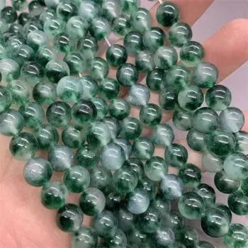 Круглые свободные бусины-разделители из халцедона с водорослями для изготовления ювелирных изделий своими руками, браслет с подвесками 6/8/10 мм 6mm-30pcs