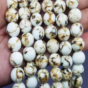 Круглые свободные золотые нити ракушки каменные разделительные бусины для изготовления ювелирных изделий своими руками браслет с подвесками 6/8/10 мм 6mm-30pcs